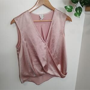 Joie Satin Crossover Bubble Blouse Sleeveless Size Small